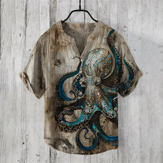ZenVastra’s Ocean Spirit Octopus Printed Casual Oversized Shirt