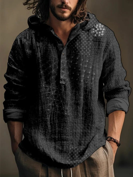 ZenVastra’s Shadow Matrix Textured Black Premium Casual Shirt