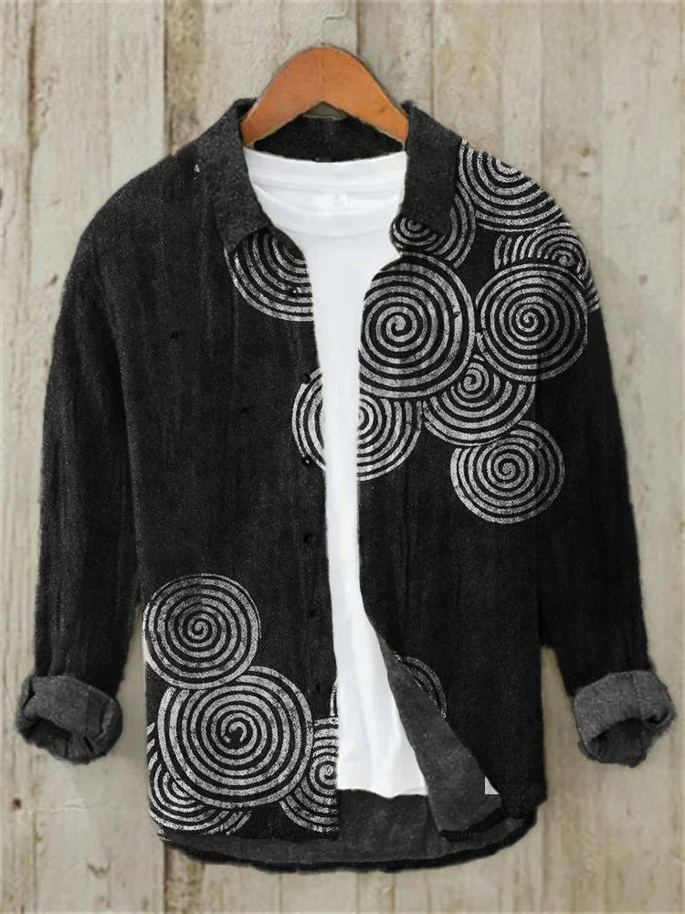 ZenVastra's Indigo Spiral Print Casual Cotton Shirt