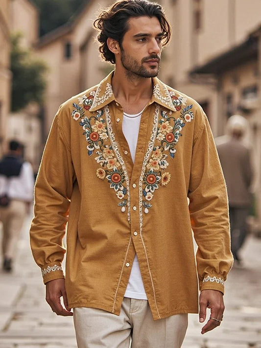 Men's Bohemian Floral Casual Resort Style Shirt