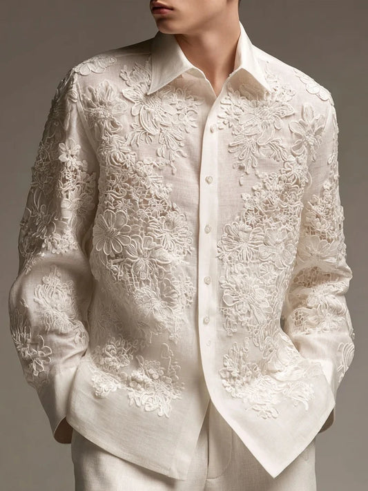 Men's Floral Lace Embroidered