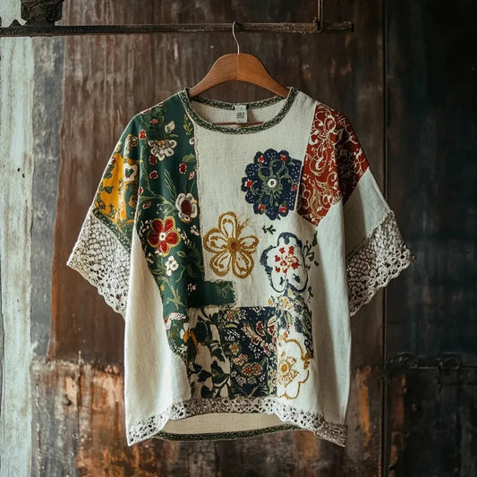 ZenVastra’s Vintage Floral Patchwork Artisan Premium Top